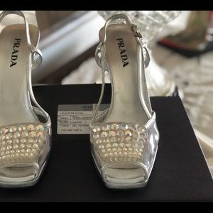 Silver Prada shoes